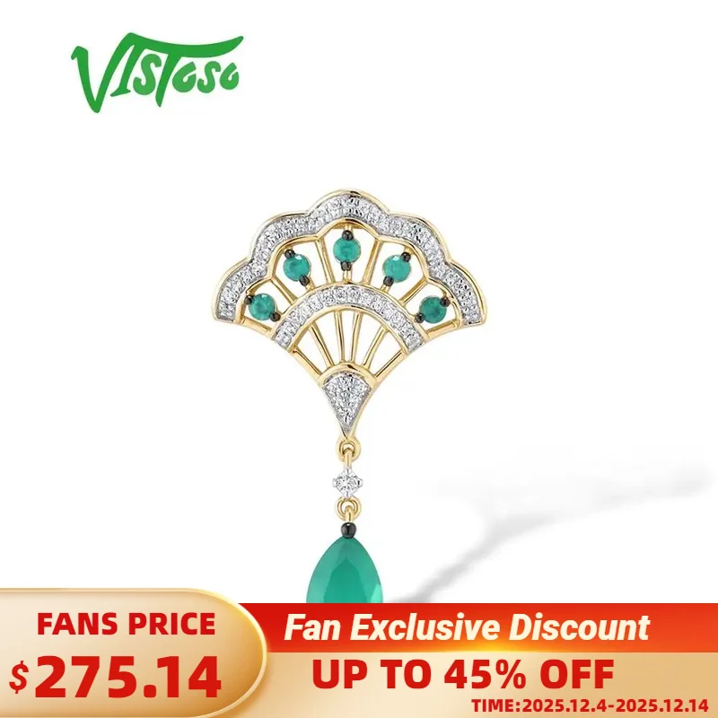 

Женский Золотой кулон VISTOSO, 14K 585, желтое золото, волшебный изумруд, сверкающий бриллиант, ювелирное изделие