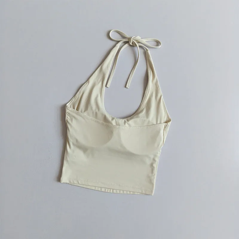 Sexy Neckholder-Yoga-Sport-BH-Weste mit schönem Rückendesign, festem Halt, einteiligem Cup, für Damen zum Laufen, Sommer, schlankmachend, Fitness-Oberteil. – Detail 8