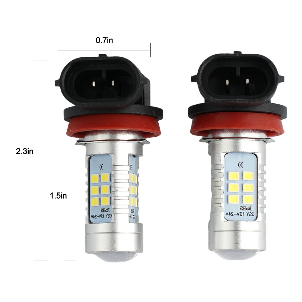 2000LM Fog Light Bulb Super Bright 200W 21 LED Chips 2835 COB Accessories DC 12V H8 LED Replacement High Power