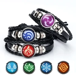 Creative Anime Game Genshin Impact Bracelet Cosplay Prop 7 Element Eye Of Original God Leather Bracelets Jewelry