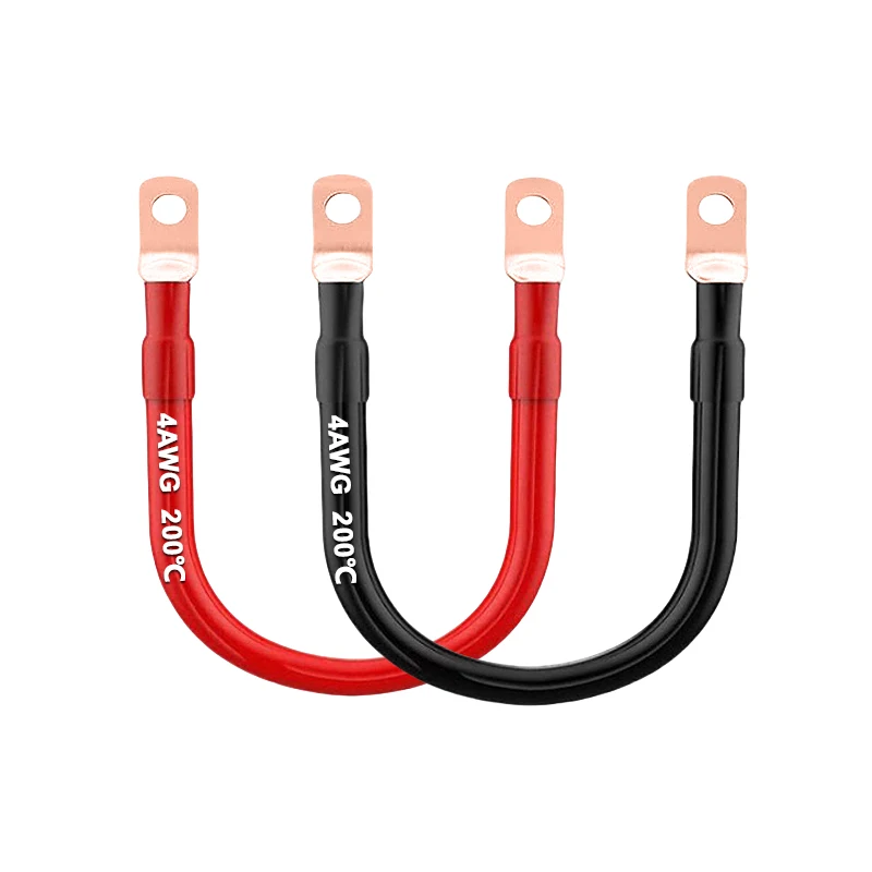 ソーラーインバーター用シリコンバッテリー接続ケーブル,銅線,m6,4 awg,6 awg,8awg,2個