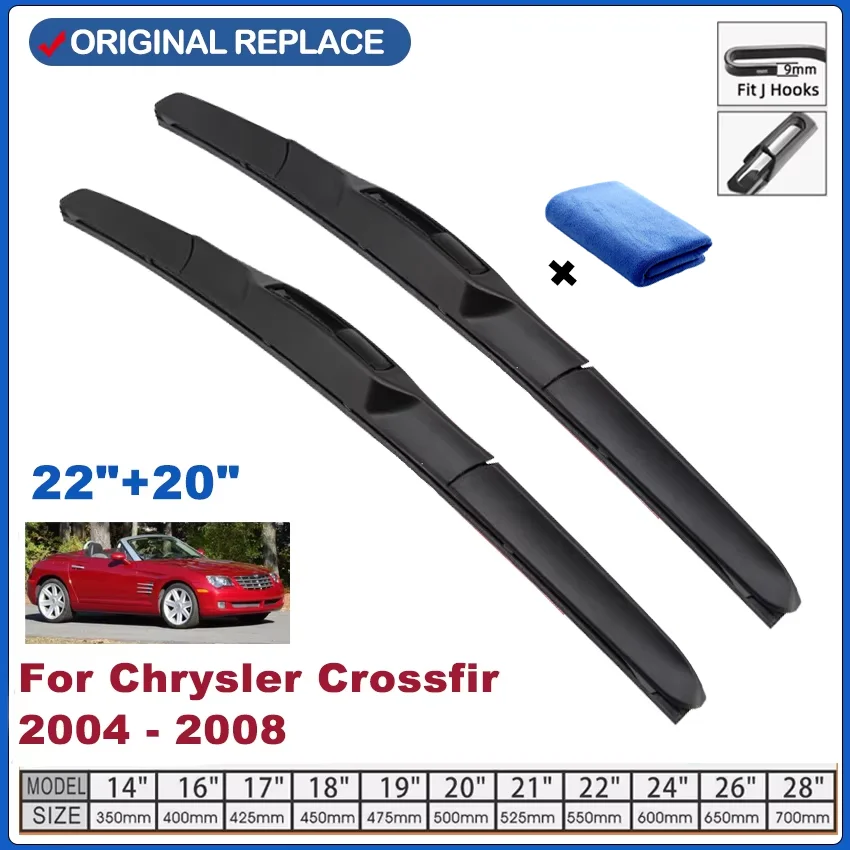 

Car Wiper Blade For Chrysler Crossfire 22"+20" 2004 - 2008 Auto Windscreen Windshield Wipers Window Wash Fit U Hook Arms