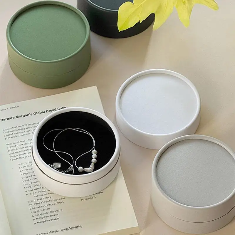 Runde Schmuckbox mit Fächern für Ohrringe, Papier-Schmuckbox, minimalistisch, für Festivals, tägliche Aufbewahrung zu Hause, Geschenkideen. – Detail 14