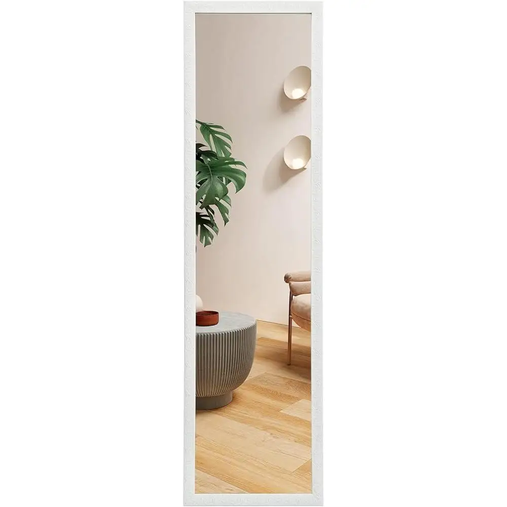 Full Length Wall Mounted Mirror Over Door Rectangle Engraved Frame High Definition Explosion Proof Glass Multifunctional Hanging