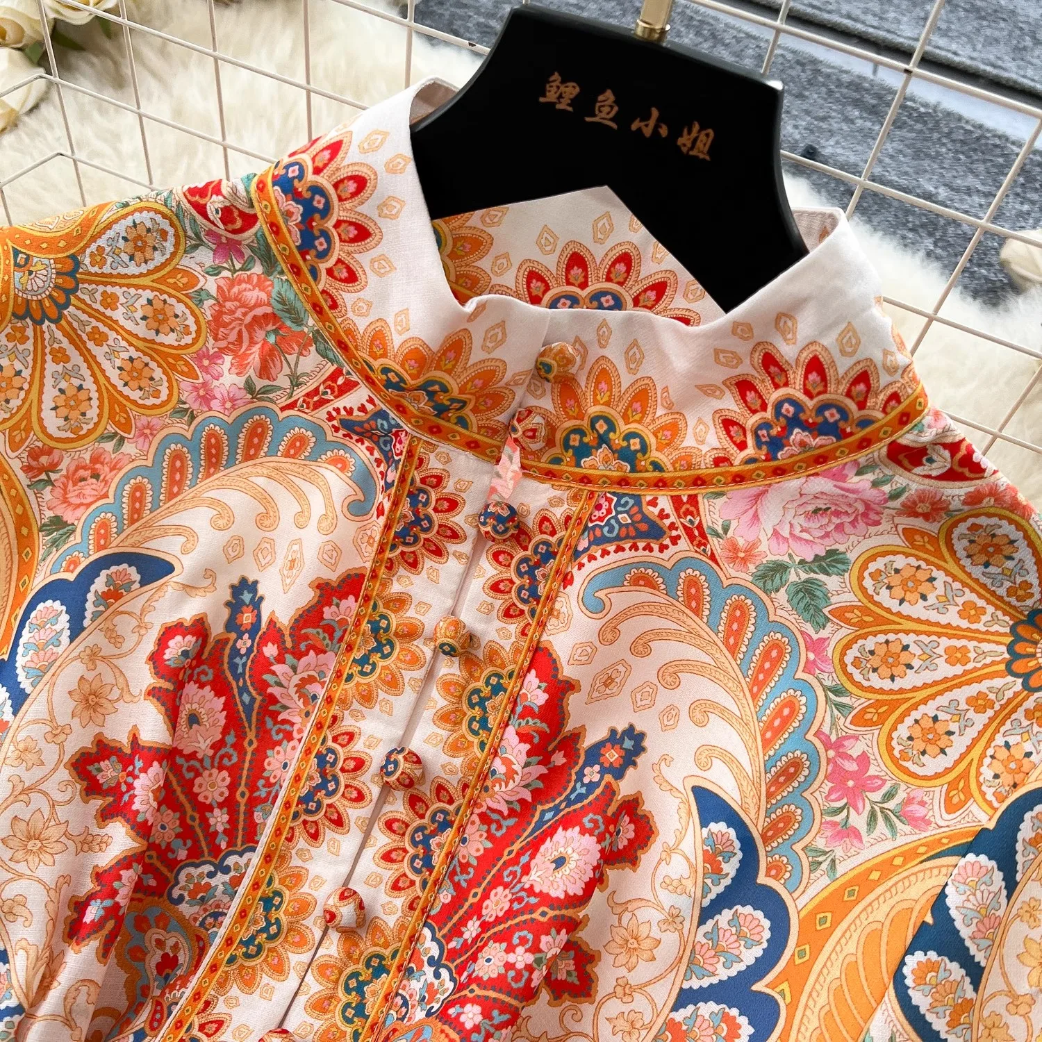 Verão outono férias muçulmanos floral maxi chiffon vestido camisa lanterna feminina manga longa cinto vintage impressão vestidos longo robe