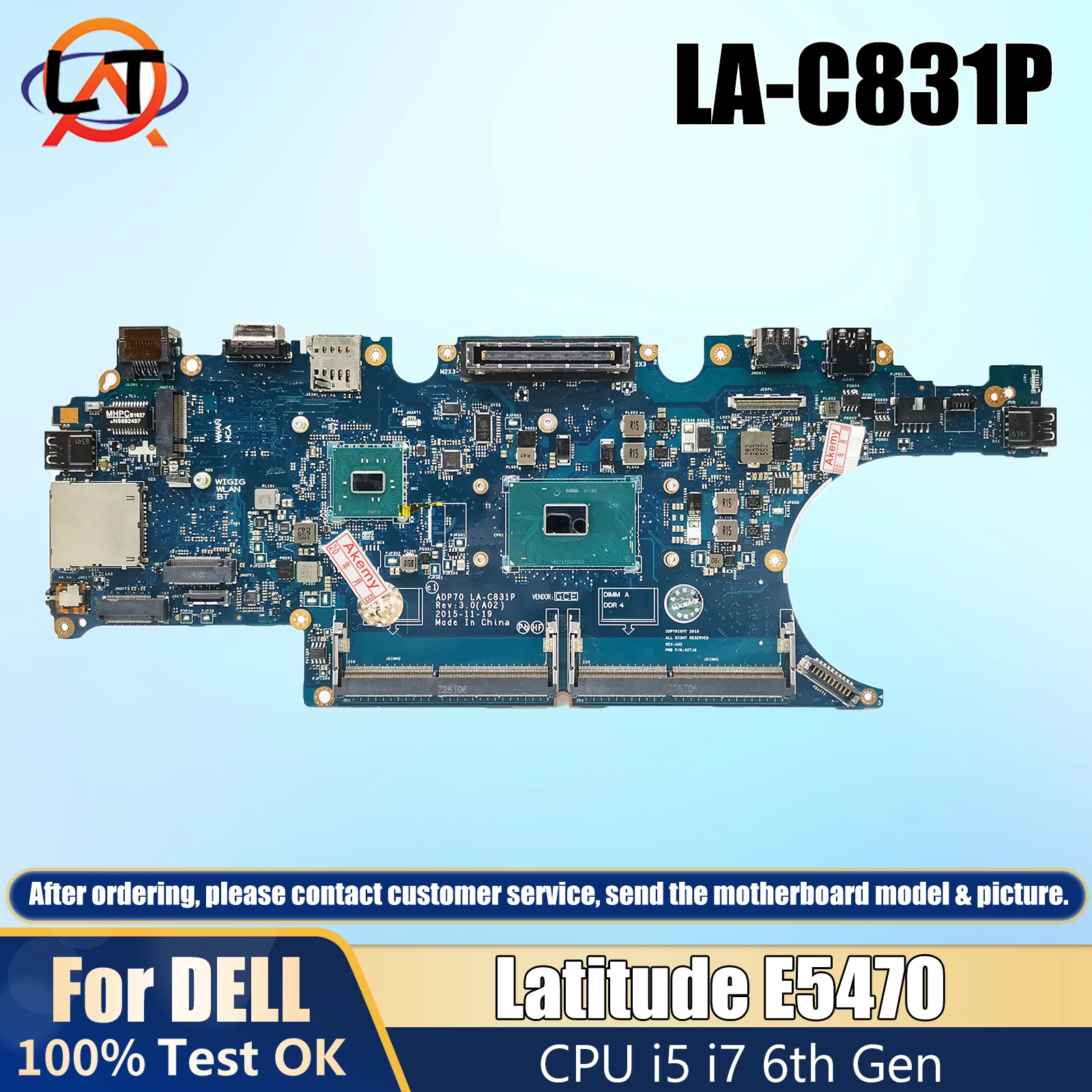 

LA-C831P CN-02MMKG 02MMKG Mainboard For Dell Latitude E5470 Laptop Motherboard DDR4L With CPU I5 I7 6th Gen