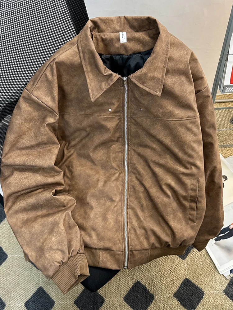 

Мужская зимняя куртка из искусственной кожи, повседневная, свободного кроя, утепленная, с хлопковым наполнителем, длинная, на молнии, молодежный стиль