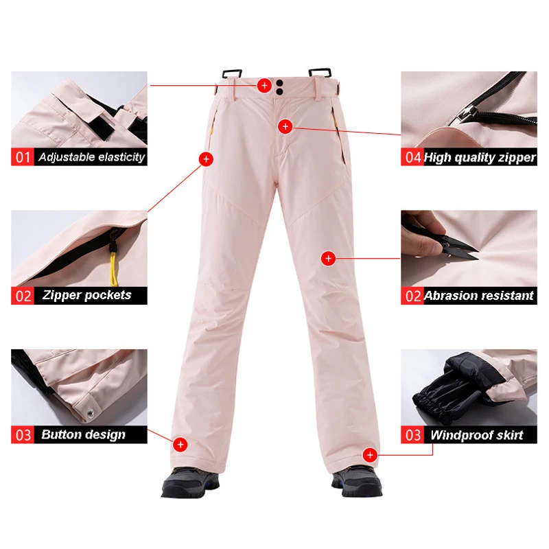 Pantalones de esquí de invierno para hombres y mujeres, deportes al aire libre, alta calidad, a prueba de viento, impermeables, pantalones de nieve cálidos, pantalones de snowboard de esquí de invierno