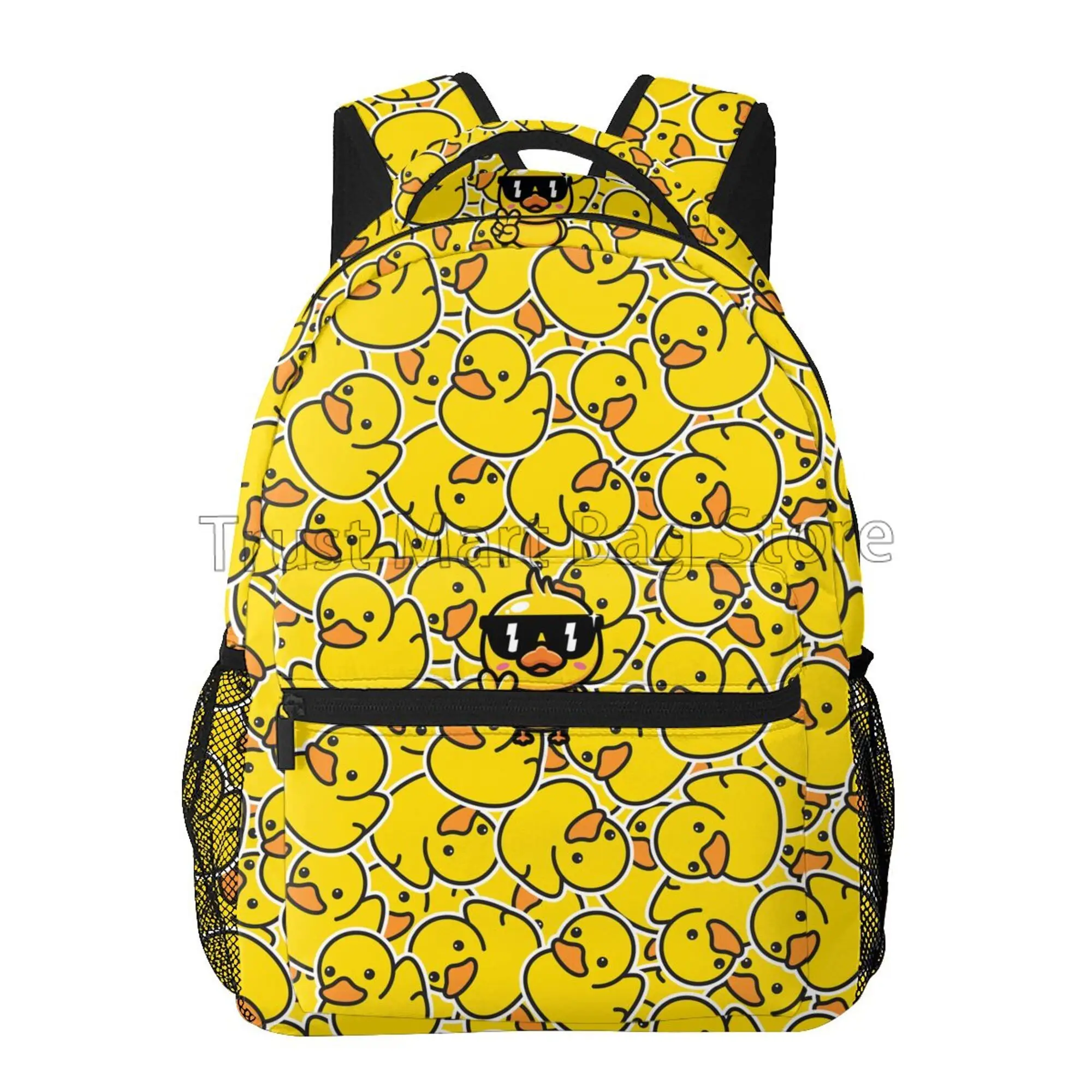 Rubber Cartoon Ducks Print Laptop Backpack Large Capacity Travel Backpacks Student Shoulder Bag Cute Yellow Duck School Bookbag