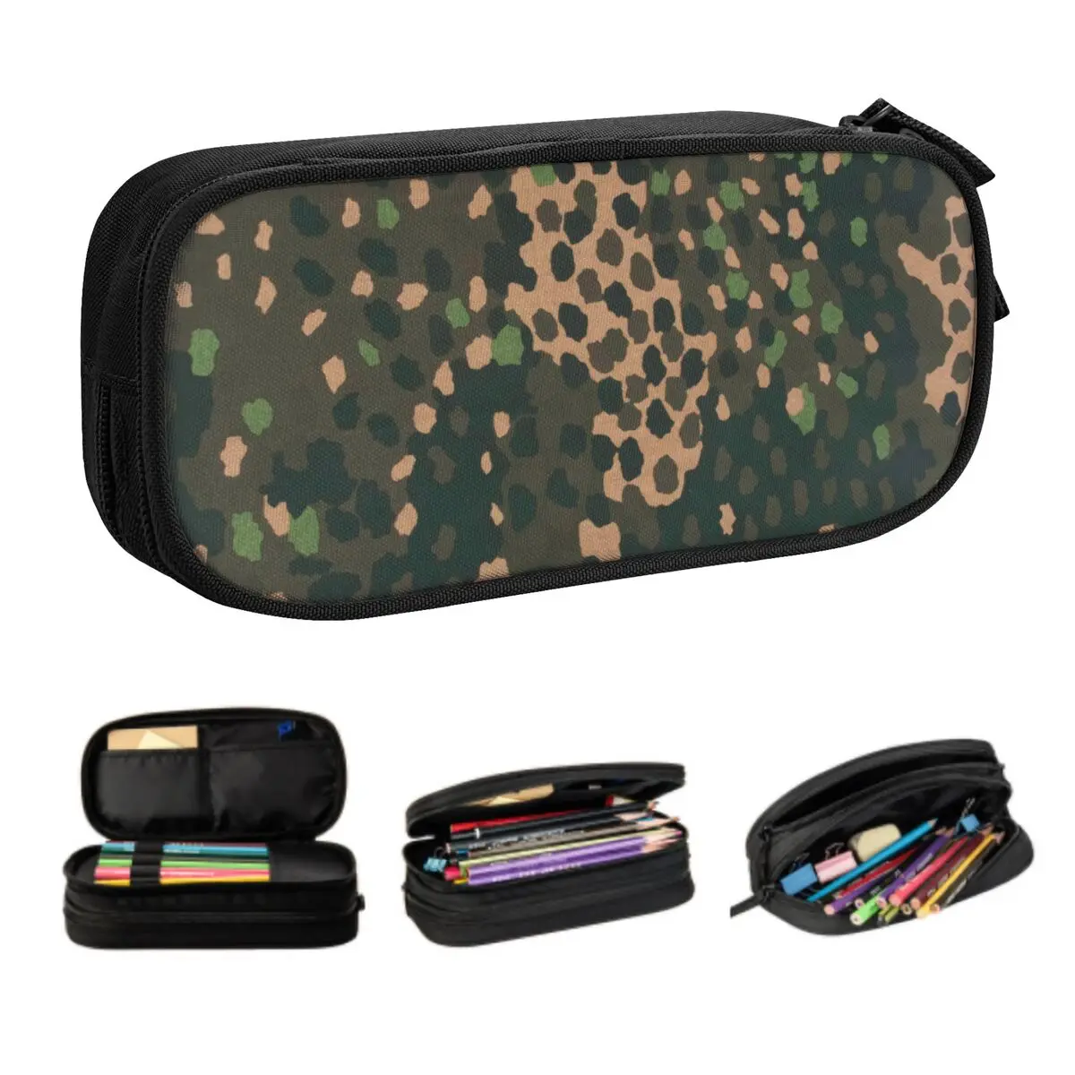 Korean Custom Pea Dot Camo Camouflage Pencil Case for Boys Gilrs Multicam Military Large Capacity Pen Bag Box School Accessories