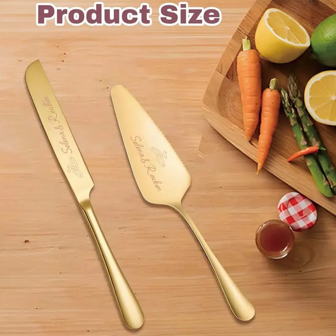 Couteau et spatule à gâteau de mariage gravés personnalisés en acier inoxydable, noms de couple personnalisés, cadeau souvenir pour fiançailles, fête prénuptiale