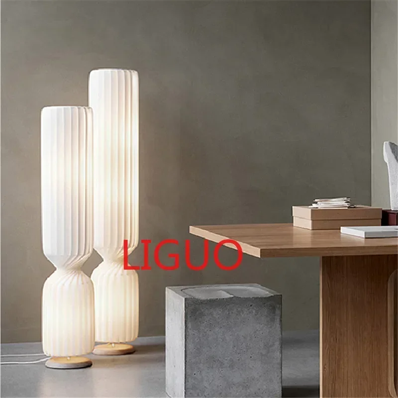 

Nordic pleated Floor Lamp wabi sabi white Fabric For Living Room Bedroom Loft Decor LED corner long strip Standing Light