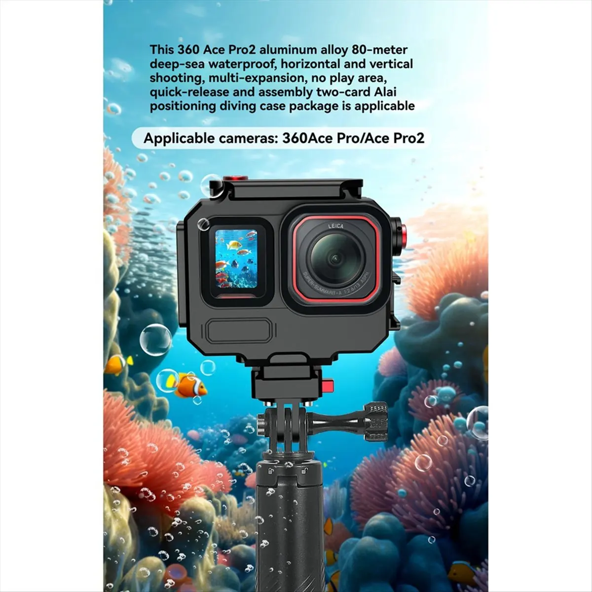 M05K 263FT/80M Waterproof Case for Insta360 AcePro2 Underwater Diving Protective Housing Shell Action Camera Accessories