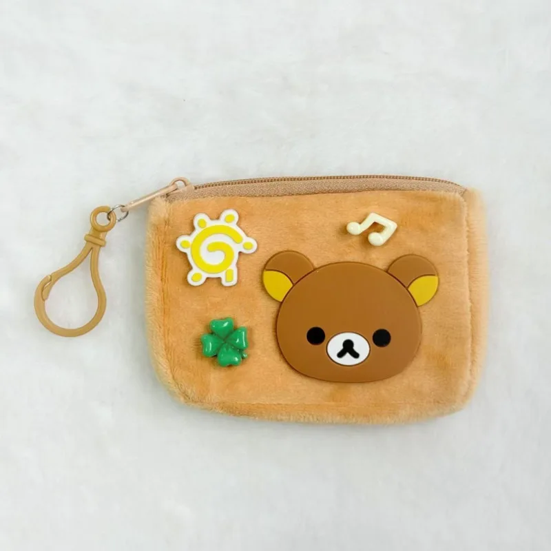 Kawaii Japanese Rilakkuma Plush Coin Purse 2025 Cute Bear Design Key Chain Pendant Storage Bag Backpack Decoration For Girls New