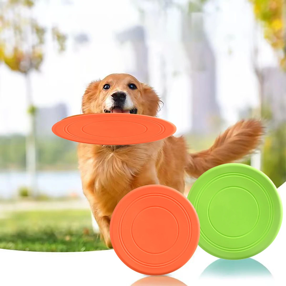 Dog Toy Flying Disc Silicone Material Sturdy Resistant Bite Mark Repairable Pet Outdoor Training Entertainment Throwing Type Toy