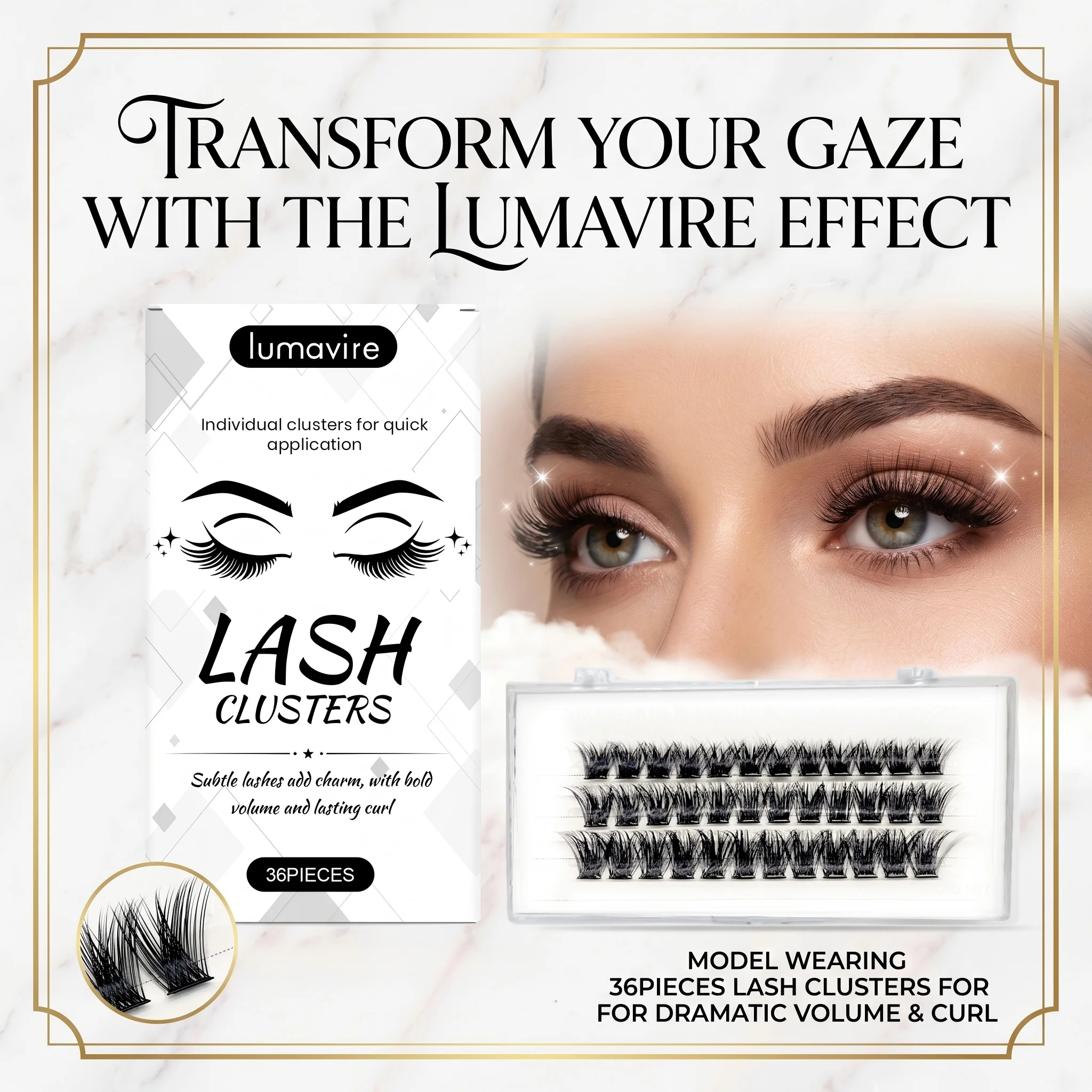 

36PCS Self Adhesive Lash Clusters No Glue Lashes Lasting Curl Natural Volume Lashes False Eyelashes Daily Extension Makeup