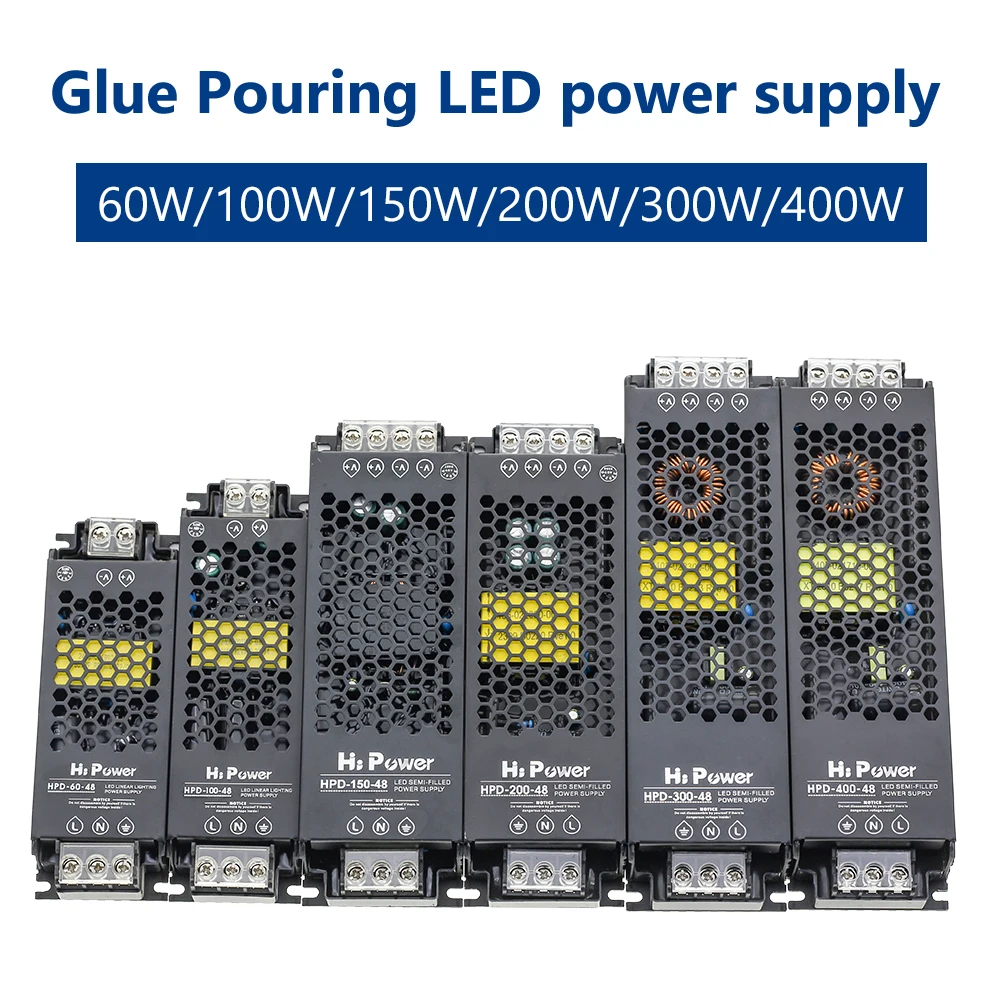 Glue Pouring LED Power Supply DC 12V 24V 48V 60W 100W 200W 300W 400W Reinforced Lighting Transformers For LED Driver.