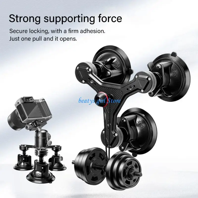 

C7AB Triple Cup DSLR Camera Suction Mount 360 Adjustable Holder For Outdoor Recording