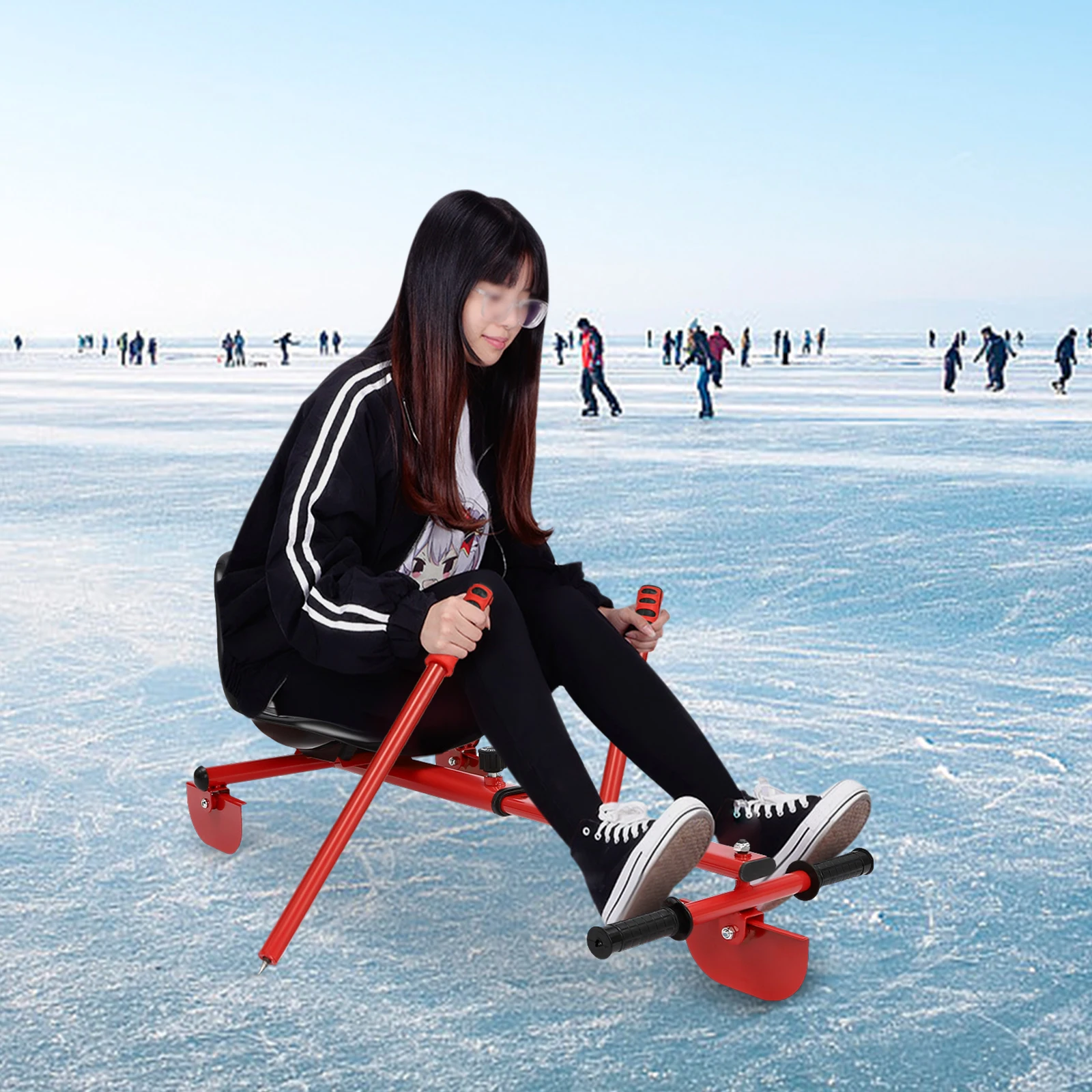 

Ice Skating Equipment Ski Sled Slider Board Ski Slider with Two 360° Non-slip Foot Pedals for Outdoor Skiing