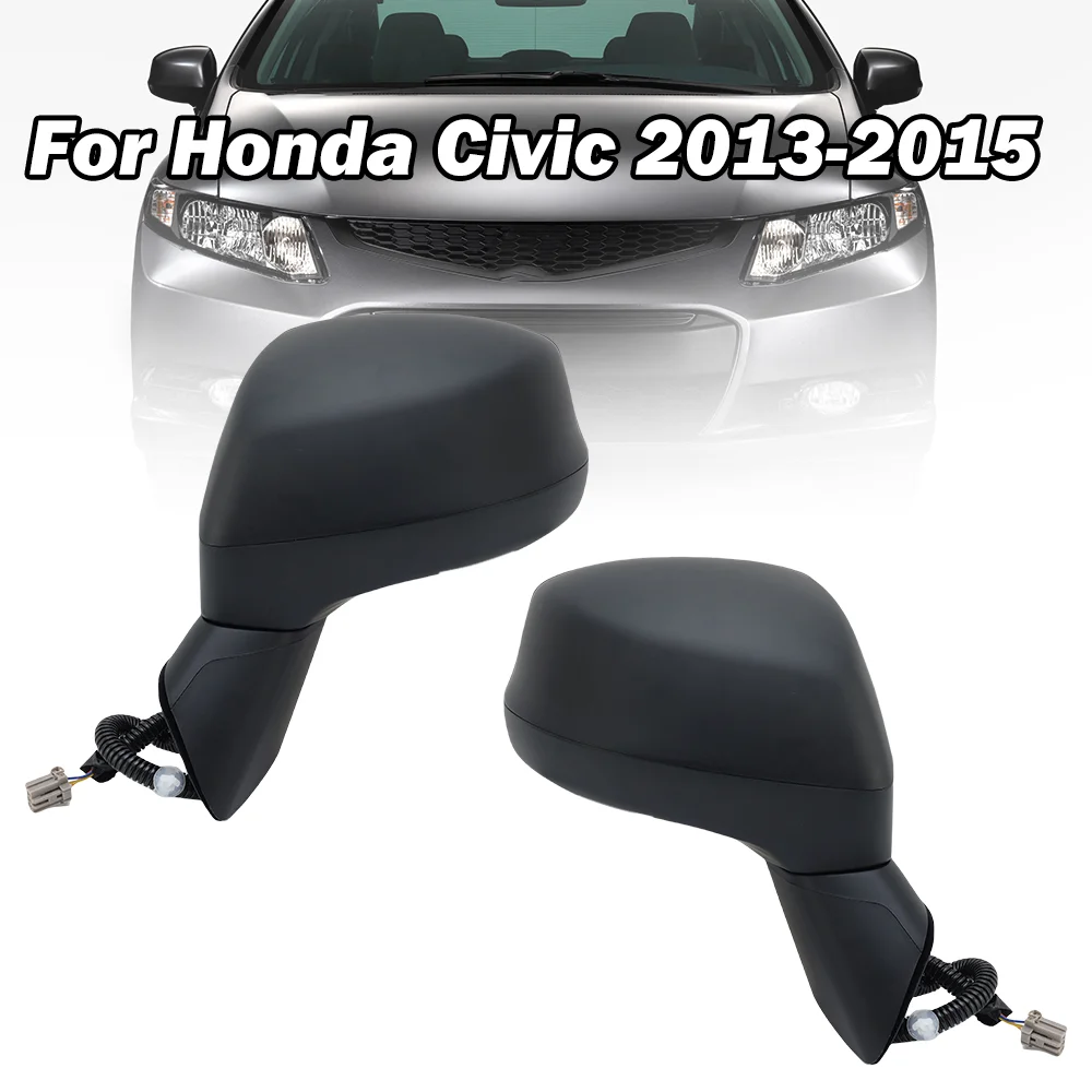 

3-проводное боковое зеркало заднего вида в сборе для Honda Civic 2012 2013 2014 2015, праймер, черное ручное складное дверное зеркало, автомобильные аксессуары