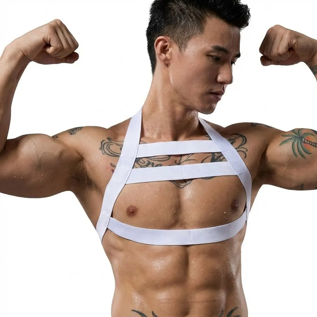 

Men's Tight Bondage Chest Strap Sexy Hollow Vest Muscle Show Lingerie for Nightclub Performance