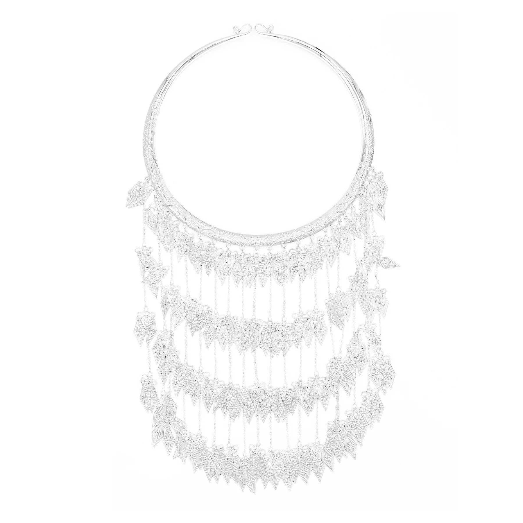 

Новое посеребренное ожерелье с кисточками в виде листьев в стиле ретро, колье в этническом стиле для фестиваля, танцовщицы