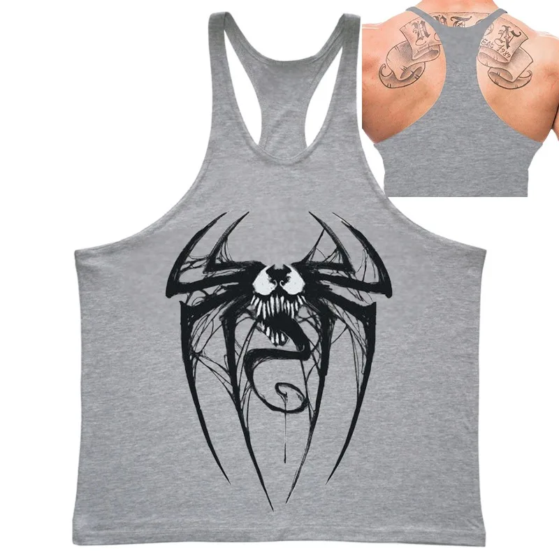 Men's Venom Spider Graphic Stringer Vest - Gym Fitness Racerback Tank Top Breathable Stylish Comfortable Bodybuilding & Workout