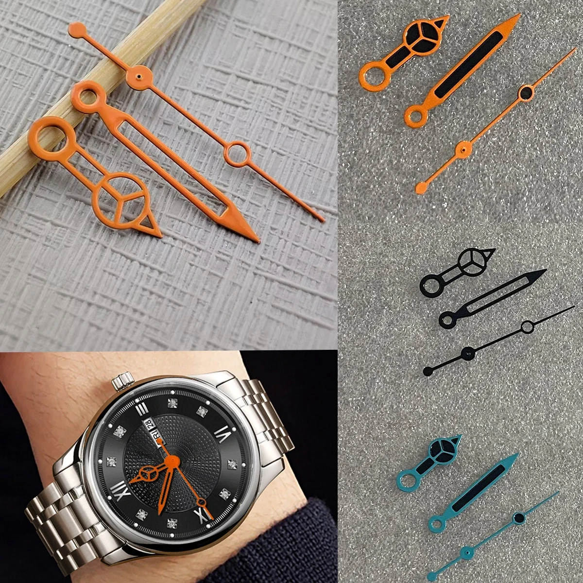 NH35 стрелки синий зеленый оранжевый красный черный стрелки часов для NH35/NH36/4R/7S механические часы указатели без светящихся