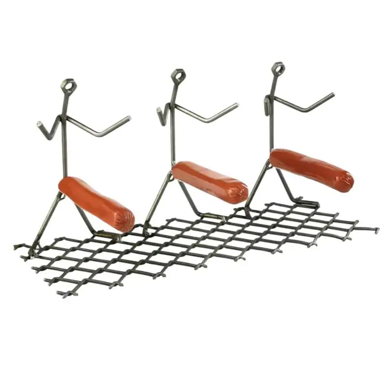 Outdoor Grill Hot Dog Roaster Rack Stainless Steel Griller Funny Sausage Stand Barbecue Cookers Holder Creative Man Shape Rack