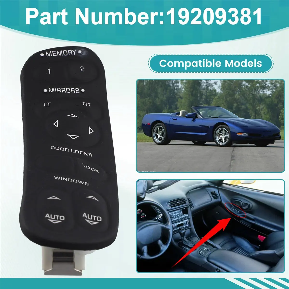 Super Sale Left Driver Side Master Power Window Switch Power Window Switch 19209381 10318809 for Chevy Corvette C5 1997-2004