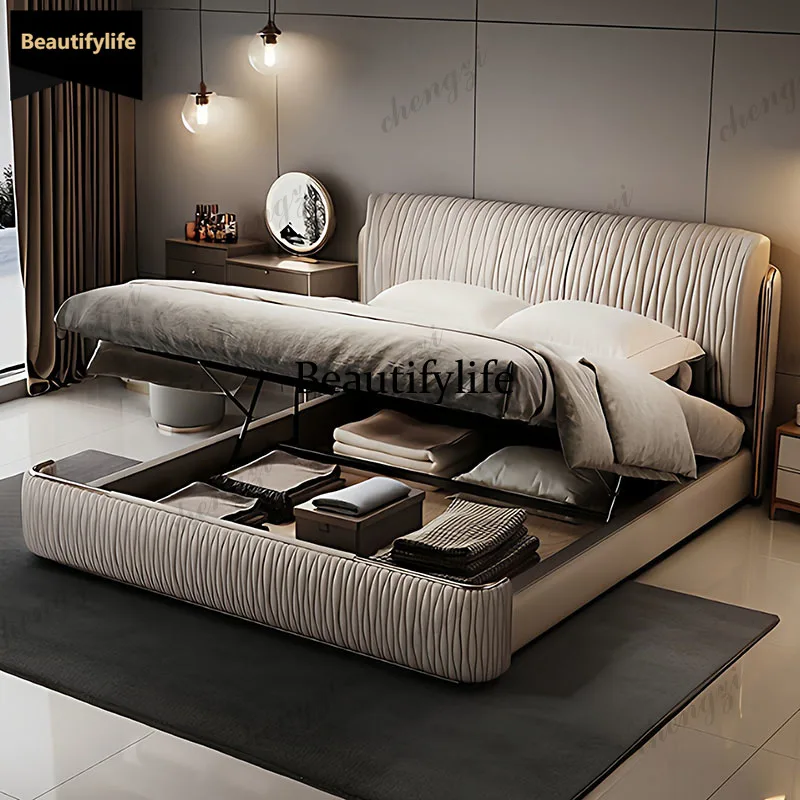 Cama Moderna de Diseño Q181, Cama Doble de Lujo para Dormitorio, Cama Princesa de Dos Niveles, Muebles de Hotel