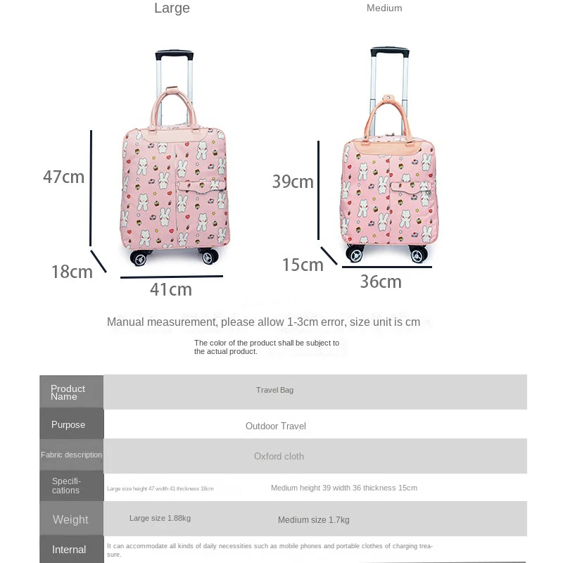 Women Travel Suitcase Trolley Bag With Wheels Large Capacity Travel Bag Backpack Boarding Bag Universal Wheel Rolling luggage