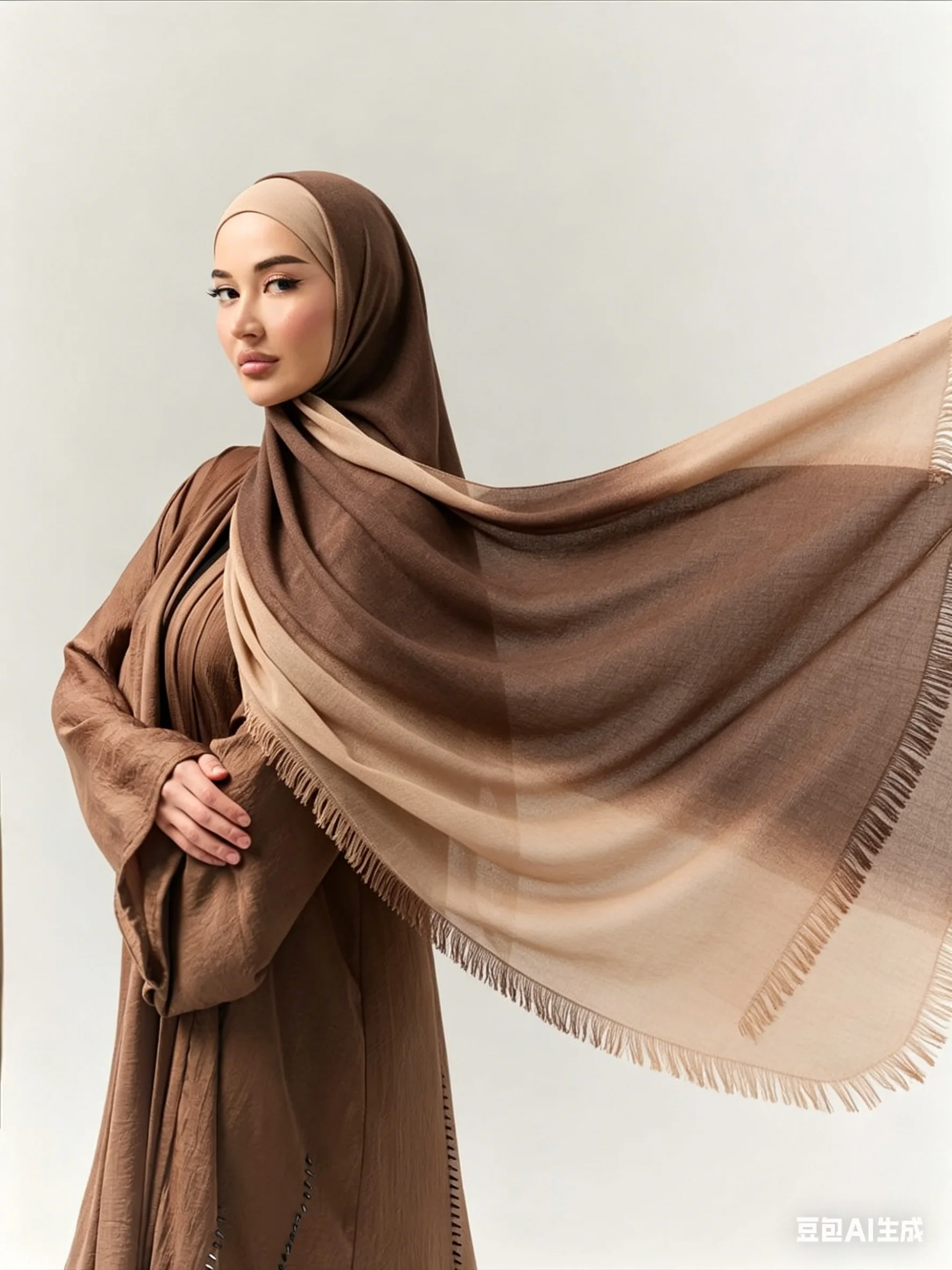 

Muslim Two-color Gradient Hijab Tie-Dye Cotton Scarf Islamic Headscarf Shawls and Wraps for Woman Ramadan Eid