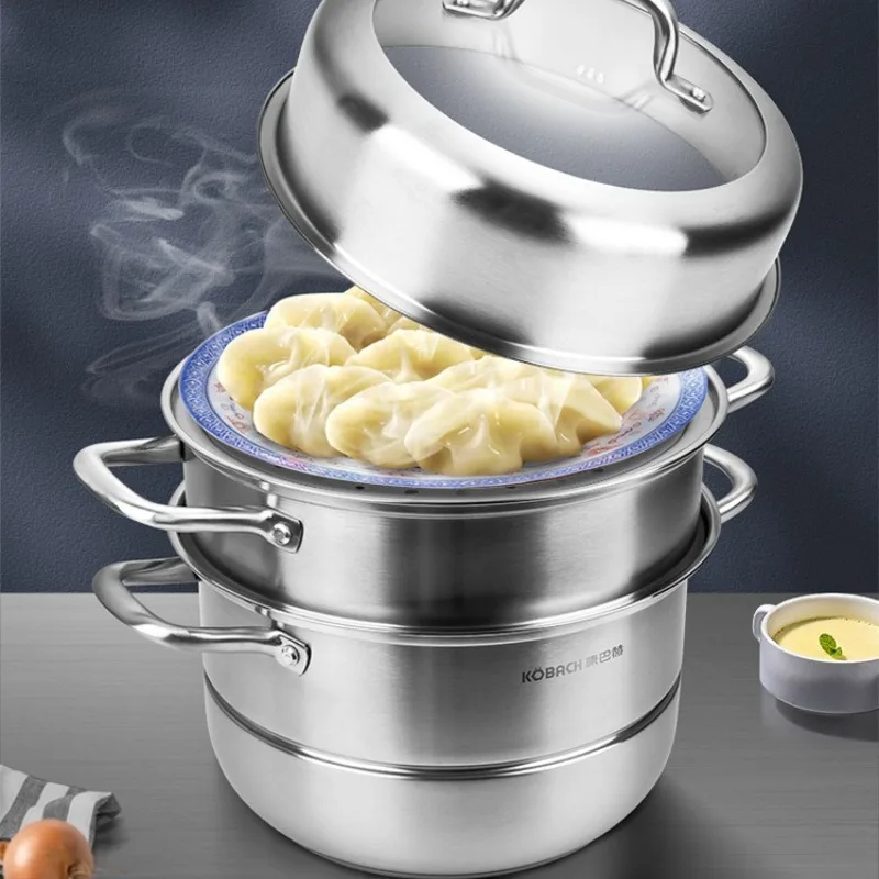 

Cornbach 304 Stainless Steel Multi-Layer Thickened Steamer Cage - Household Large Capacity for European Steamed Bun