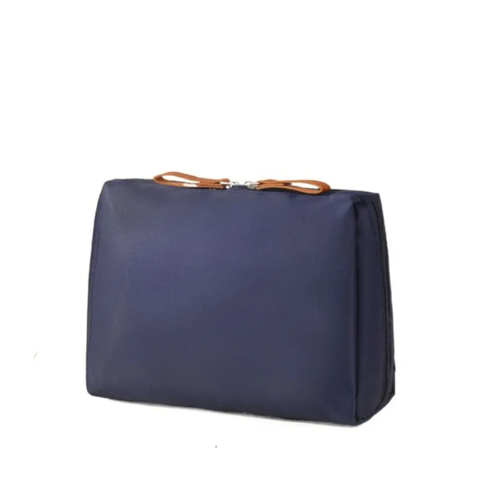 Bolsa de cosméticos de viaje de gran capacidad, bolsa de maquillaje portátil impermeable, bolsa de almacenamiento de Color sólido, organizador de artículos de tocador para mujer