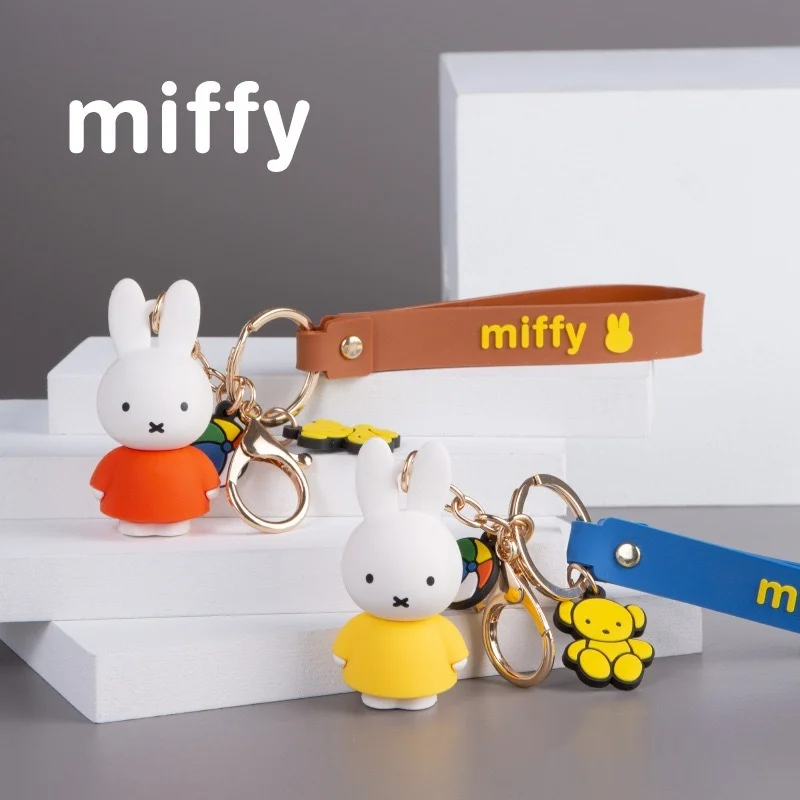 Miffy Rabbit Portachiavi Borsa da scuola Ciondolo Simpatico coniglio Trinity Doll Ornament Portachiavi per auto