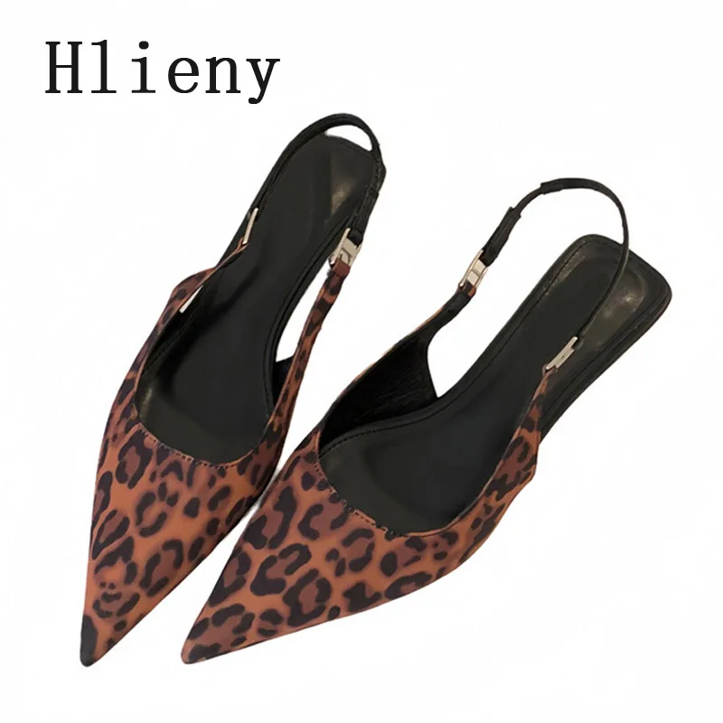 Hlieny الربيع الصيف Slingback النساء مضخات الانزلاق على حزام الظهر المرن منخفضة رقيقة الكعوب أشار حذاء مزود بفتحة للأصابع Escarpins نساء Talons