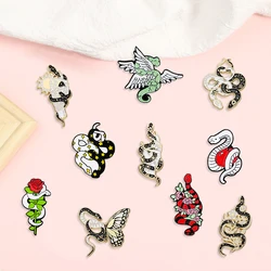 Creative Trendy Cartoon Flowers Snake Oil Drop Lapel Brooch Badge Pin Denim Bag Gift Men Women Fashion Jewelry Accessories