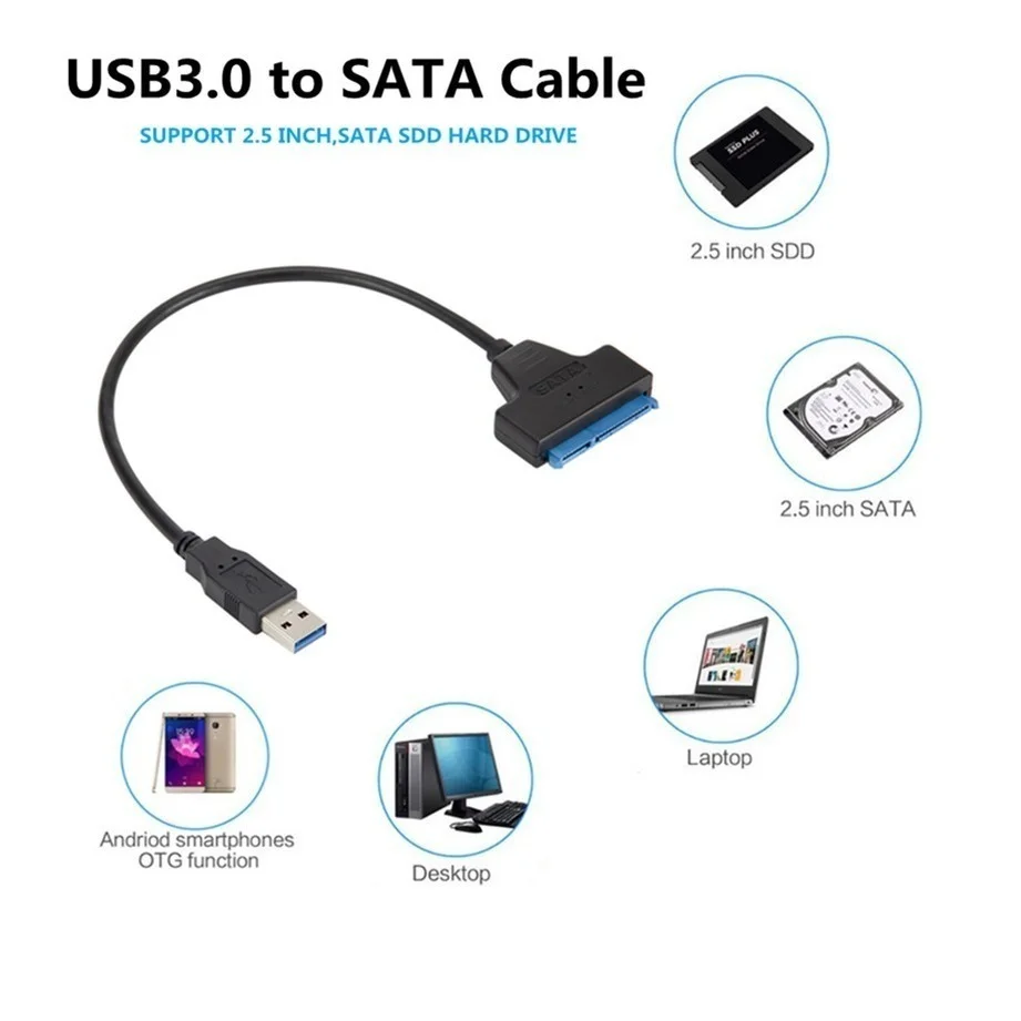 SATA Sang USB 3.0 / 2.0 Cáp Lên Đến 6 Gbps Cho Bên Ngoài 2.5 Inch HDD SSD SATA 3 22 Pin Adapter USB 3.0 Sang Sata III Dây