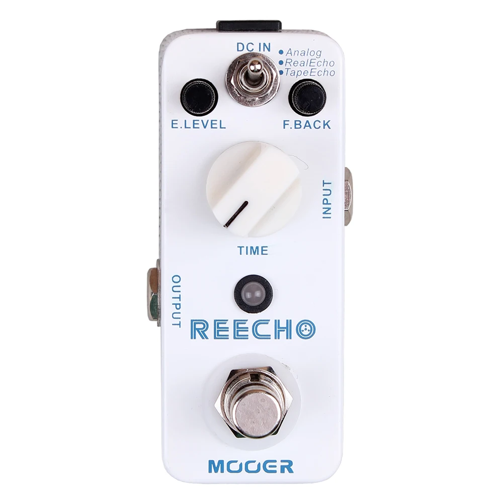 MOOER elektrische gitaareffectpedaal, digitale delay- en reverbpedaal, true bypass, delay-effect, metalen behuizing, gitaaraccessoires.