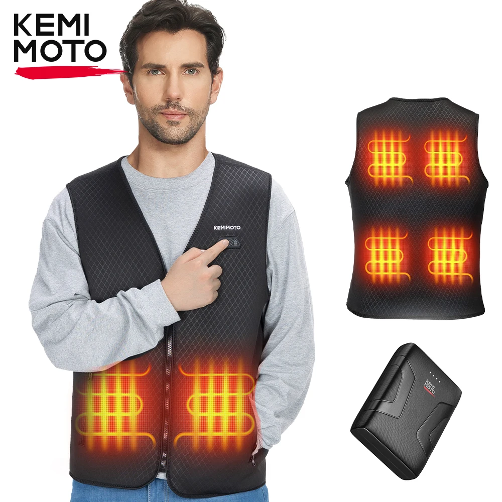 KEMIMOTO Chaleco calefactable eléctrico con batería de 10000mAh Chaqueta calefactora USB Unisex Seguro Invierno Deporte al aire libre Esquí Senderismo Lavable