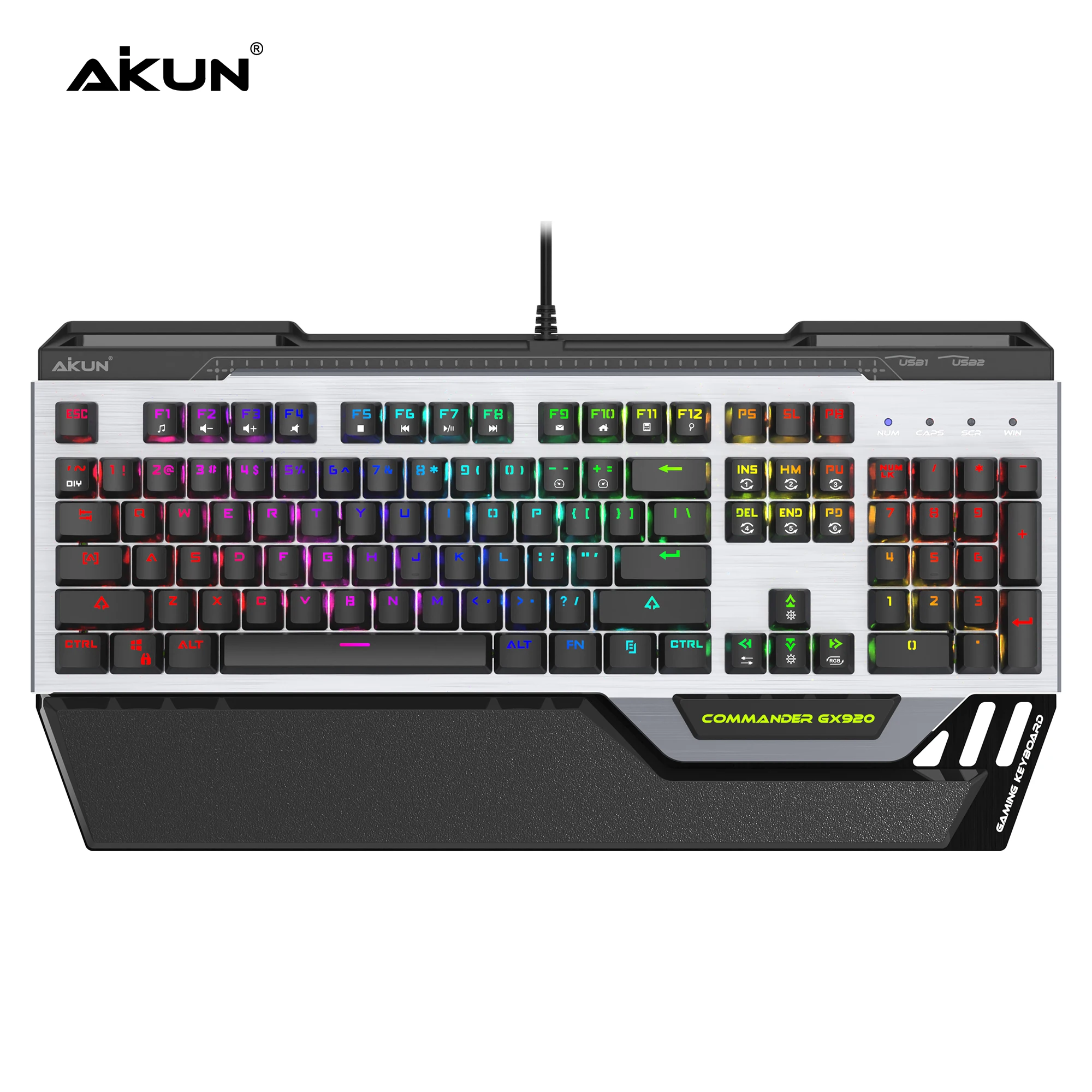 

GX920 Wired RGB Backlight Gaming Keyboard Mechanical Switches Multimedia Full Size Keyboards Two USB Hub
