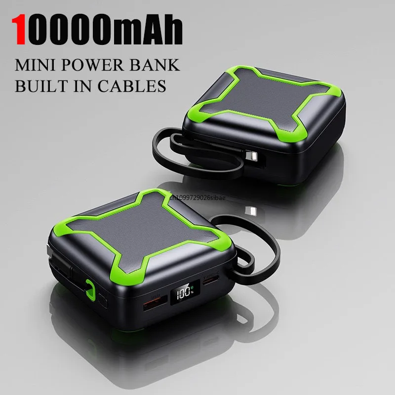 

Портативный мини-аккумулятор 10000 мАч с быстрой зарядкой PD22.5W, встроенными кабелями для iPhone 16 и Xiaomi, внешний аккумулятор