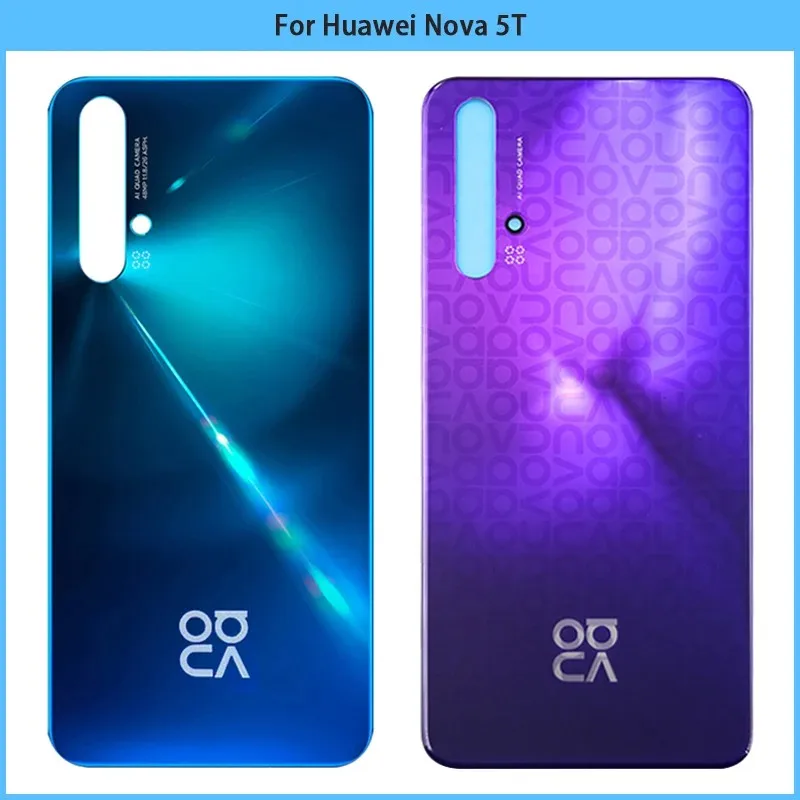 Brand New For Huawei Nova 5T Battery Back Cover 3D Glass Panel Rear Door Nova 5T Glass Housing Case With Lens Adhesive Replace