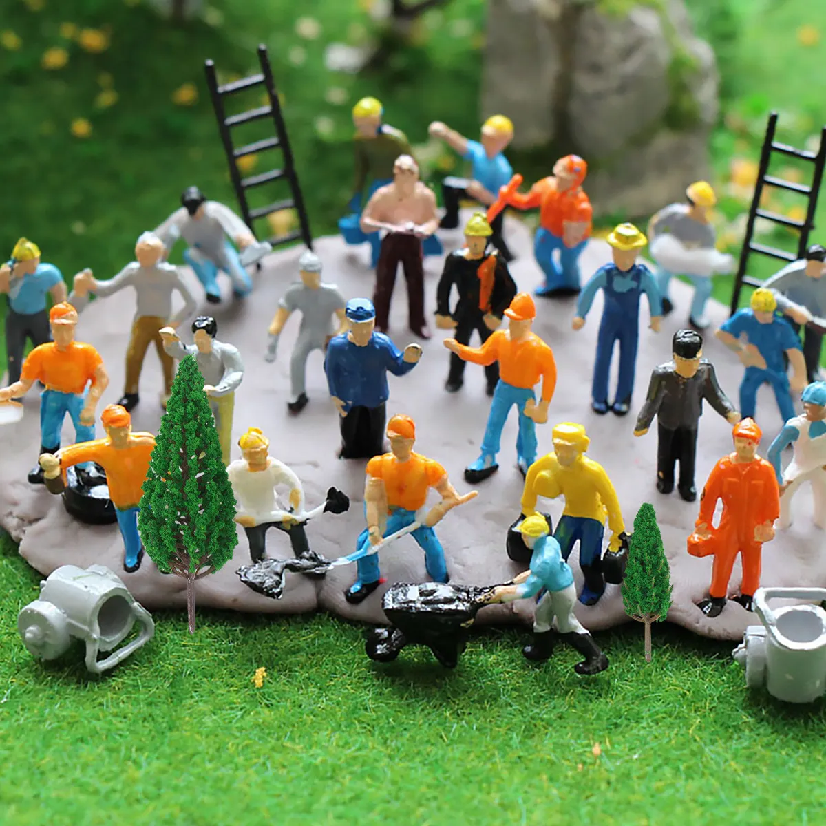 12Pcs Colorful Pine Tree Landscape Simulation Plastic Trees 6.5cm 11Cm for Micro Landscape Garden Scenery Construction Layout