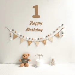 Kids First Birthday Backdrop Bunting Set Party Banner Set Baby 30 100 Days Decoration Jute Baby Shower Anniversary