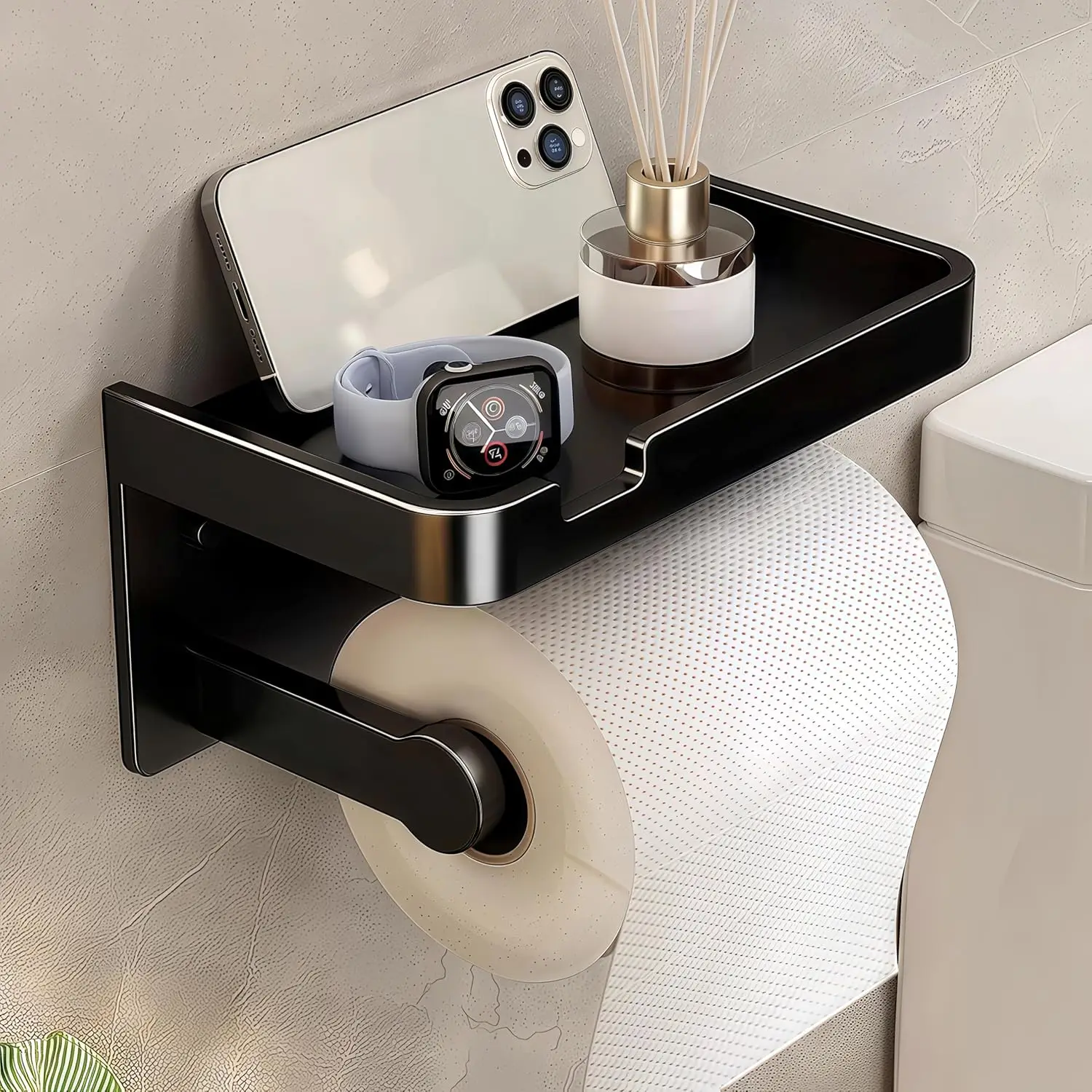 

Toilet Paper Holder Wall-mounted Bath Roll Holder With Mobile Phone Shelf Toilet Paper Holder for Bathroom And Kitchen
