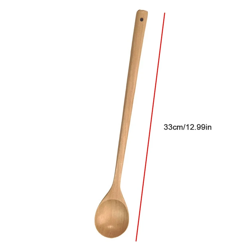 33cm Wooden Large Soup Scoops Long Handle Cooking Scoop Teaspoon Catering Wooden Spoon Ramen Rice Spoo Cooking Utensil Tool