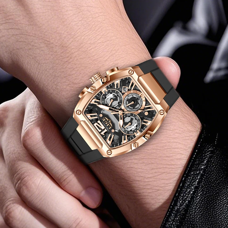 LIGE Fashion Waterproof Men's Watches Casual Quartz Wristwatch Men Sport Silicone Strap Male Luminous Clock Relogio Masculino