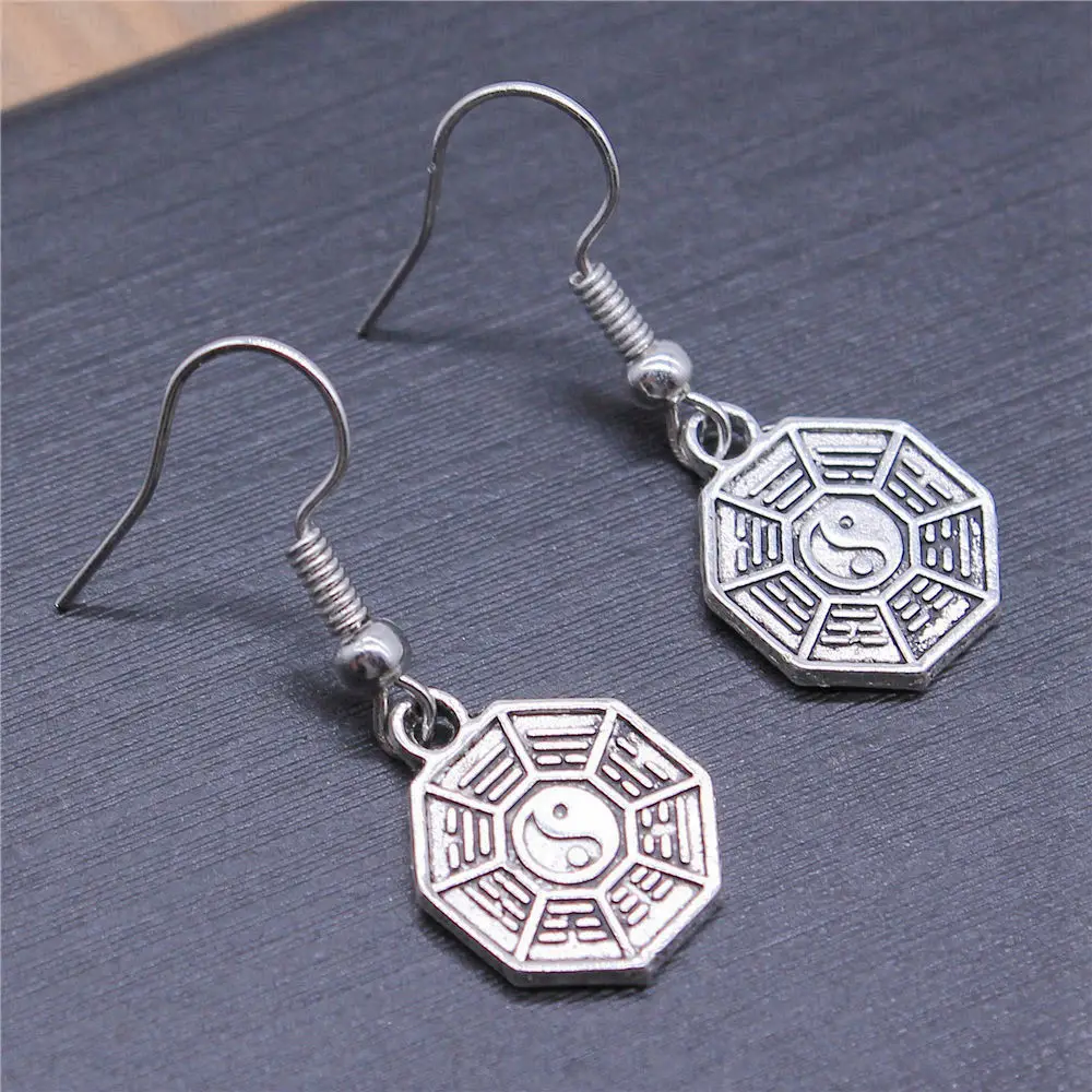 1pair Tai Chi Ying Yang earrings women men accessories Jewellery handmade hook Size 18x19mm